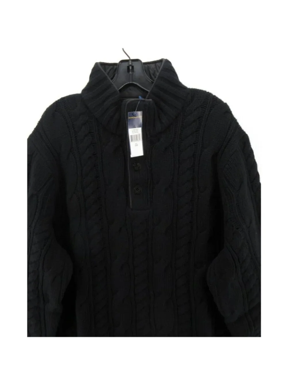 Polo Ralph Lauren Sweater 2XB Merino Wool Henley Cable Knit Mock Neck